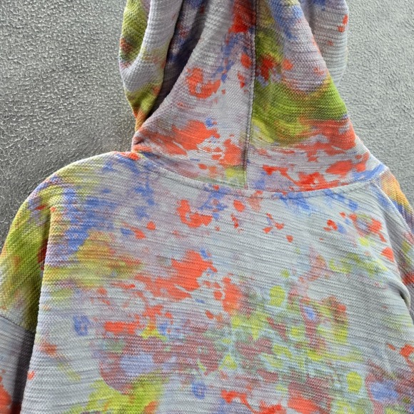 Free People Women Sweatshirt Small Blue Cropped Thinkin About You Tie Dye Orange - Picture 7 of 10